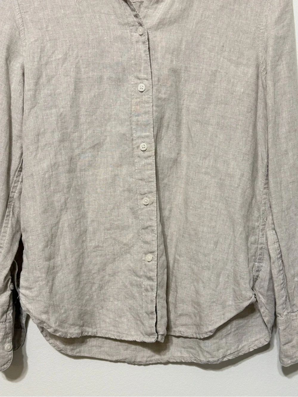 J. CREW Baird McNutt Irish Linen Button Shirt Khaki Coastal Beige Preppy Size 4